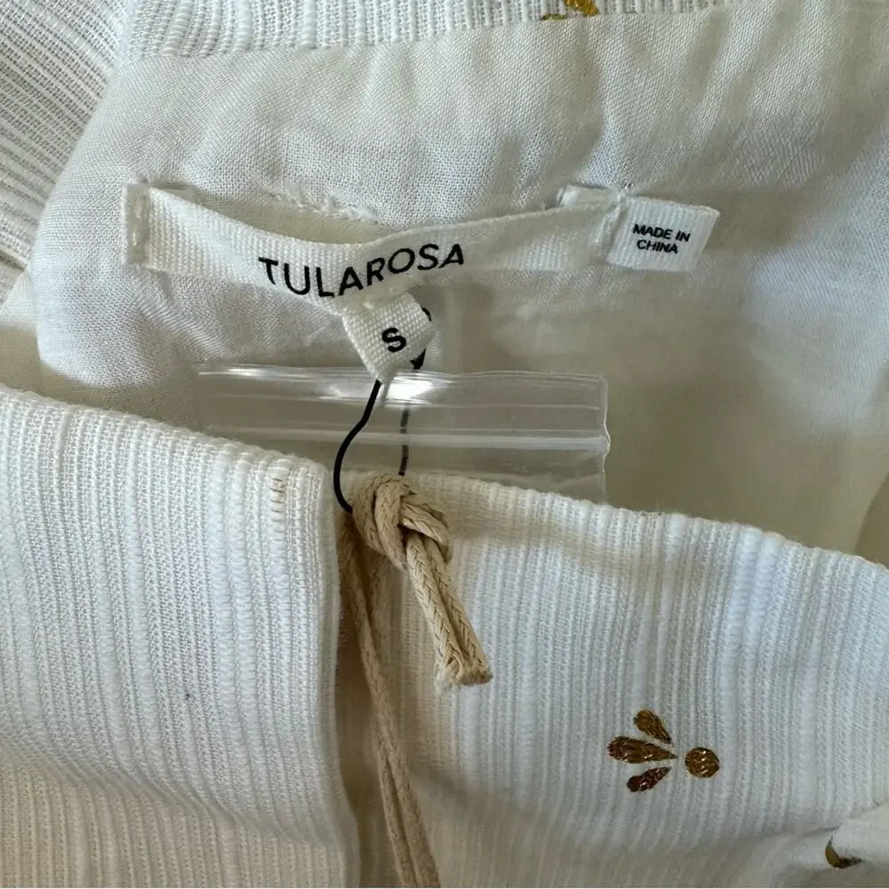 Tularosa White & Metallic Gold Midi Skirt Size Small